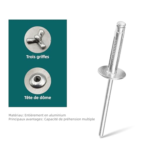 50Pcs Trifold Aluminum Exploding Blind Rivets, Silver, 1/4"x1-3/8" - color: Silver, size: 1/4"x1-3/8"