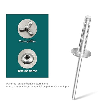 50Pcs Trifold Aluminum Exploding Blind Rivets, Silver, 1/4"x1-3/8" - color: Silver, size: 1/4"x1-3/8"