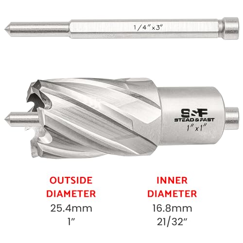 S&F STEAD & FAST Annular Cutter with Pilot Pin 1" x 1" Depth, Mag Drill Bit - size: 1" x 1"
