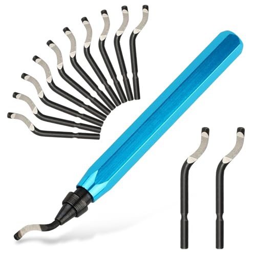 Deburring Tool with 12 HSS Blades for Metal Resin PVC 3D Print - color: Blue