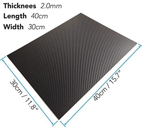 cncarbonfiber 2mm 300x400mm 100% Carbon Fiber Sheet 0.5~5.0mm Available,3K Twill Matte Finish - size: 300x400x2.0mm, style: Twill Matte Finish