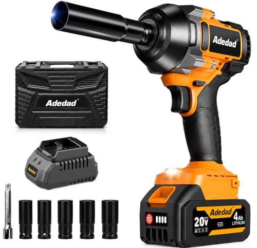 740 Ft-lbs Cordless 1/2" Brushless Impact Wrench with 4.0Ah Battery - size: 1000N.m-1 Battery
