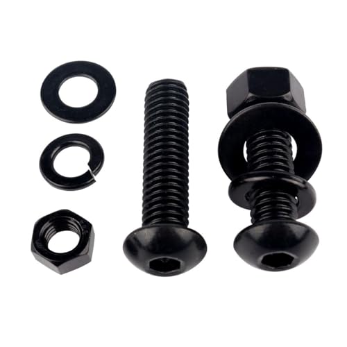 8 Sets 3/8-16 x 2 Button Head Socket Cap Bolts Screws, Hex Nuts, Flat & Lock Washers, 304 Stainless Steel 18-8 Fully Machine Thread, Black - color: Black, size: 3/8-16 x 2" (8 Sets)