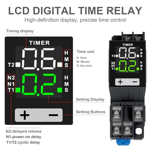 LCD Digital Display Relay, 8-Pin 24 VDC DPDT - size: 8-Pin 24 VDC