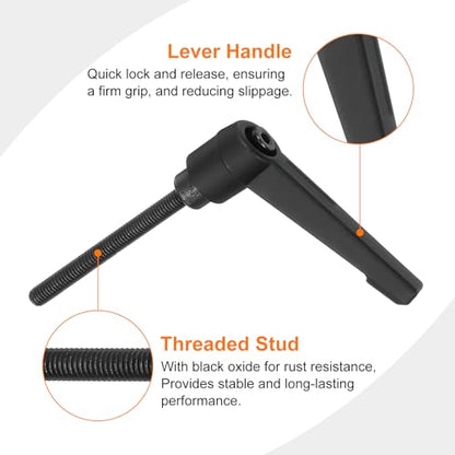 uxcell 2Pcs M5 x 50mm Adjustable Knobs Handle Male Thread Push Button Ratchet Quick Release Locking Rotating Bolt for Lathe Machinery, Black - size: M5 x 50mm