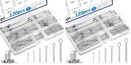120Pcs Cotter Pins 304 Stainless Steel Cotter Pins Assortment Kit Tractor Pin Used for Hitch Pin Lock System, Trucks, Engine Repair in Towing Hitch Clips & Pins (Pack of 2) - size: 120Pcs 6-sizes (Pack of 2)