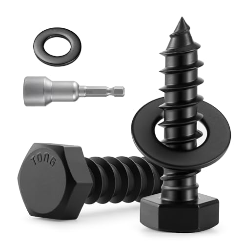 26 Sets 1/4" x 1-1/2" Hex Head Lag Screws Bolts with Flat Washers 304 Stainless Steel 18-8 Black Zinc Plated Heavy Duty Lag Screw for Wood - size: 1/4x1-1/2 (26sets)
