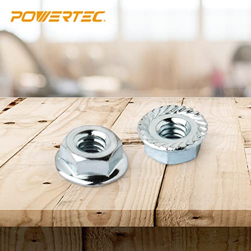POWERTEC QLN1202 Serrated Flange Hex Lock (M10) Nuts | Premium Carbon Steel Zinc Plated Fasteners – 25 Pack - style: Flange M10