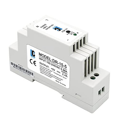 DC 5V Din Rail Slim Switching Power Supply 15W 2.4A(Input:100-240VAC,Output:5VDC,50/60HZ) Adapter Switch Converter (Volts_of_Direct_Current, 5)