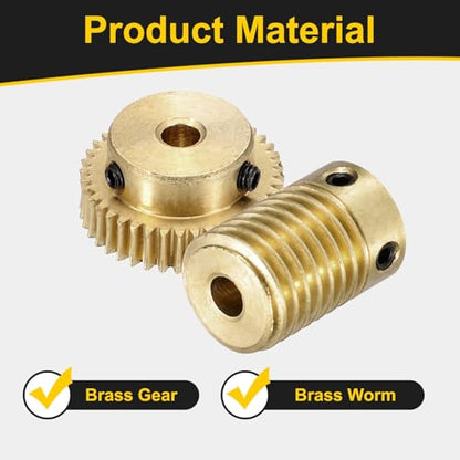 uxcell Worm Gear Set 40T 0.5 Module 1:40 Reduction Rate - size: Gear-4mm, Rod-4mm Bore, style: 0.5M-40T