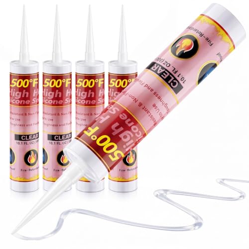 4 Packs 500°F Rtv High Heat Silicone Sealant 10oz High Temp Gasket Maker - color: Clear, style: 500°F
