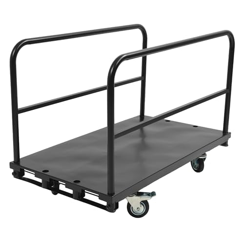 Truck Cart 42x24 inch Platform Lumber Drywall Flat Dolly Cart with - size: Black