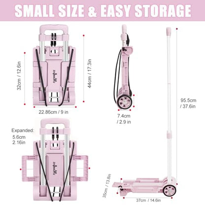 Folding Dolly Pink Hand Cart,Folding Hand Truck Aluminum Trolley - color: 2 Wheel Aluminium Pink