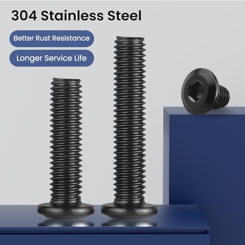 20Pcs 5/16-18 Bolt, 5/16-18 x 1/2" Flat Head Hex Socket Cap Screws, 304 Stainless Steel 18-8 Furniture Bolts, Black Zinc Finish, Full Thread (with Hex Spanner) - size: 5/16x1/2