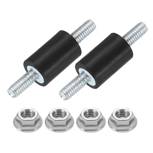 uxcell 2Pcs M4 x 10mm Rubber Mounts, 15 x 10mm Cylindrical Anti Vibration Isolator Studs Shock Absorber Double Studs with Nuts for Car Bobbin Generator Air Compressors - size: M4 x 10mm, 15 x 10mm