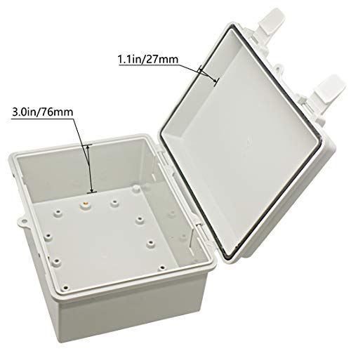 Zulkit Junction Box ABS Plastic Dustproof Waterproof IP65 Electrical Boxes Hinged Shell Outdoor Universal Project Enclosure 8.7 x 6.7 x 4.3 inch (220x170x110 mm) - size: 8.7" x 6.7" x 4.3"