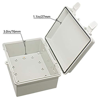 Zulkit 2pcs Junction Box ABS Plastic Dustproof Waterproof IP65 Electrical Boxes Hinged Shell Outdoor Universal Project Enclosure 8.7 x 6.7 x 4.3 inch (220x170x110 mm) - size: 8.7" x 6.7" x 4.3"(2pcs)