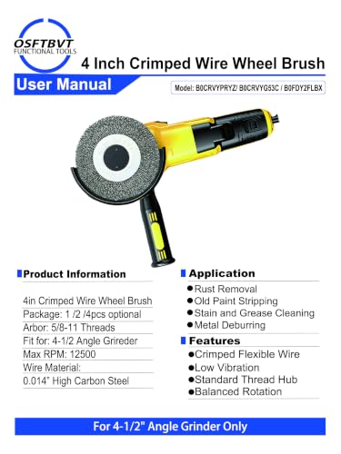 Wire Wheel Brush 4in for 4-1/2" Angle Grinder Rust Removal-1pcs - style: 4in Crimped