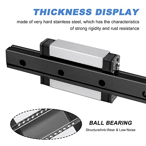 MGN9 350mm Linear Rail Guide Miniature Linear Slide Guide Rail with MGN9H Bearing Block for DIY 3D Printing (MGN9H-350mm 1pcs) - color: MGN9H Black, size: 350mm