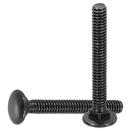 uxcell 50pcs Carriage Bolts 1/4"-20x2 Carbon Steel Round Head - Black - color: Black, size: 1/4"-20x2"