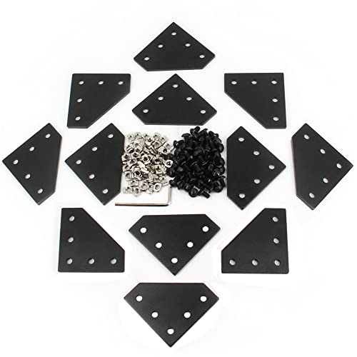 12PCS Corner Bracket Plate Outside Joining Plate for 2020 Series Aluminum Profile 3D Printer Frame (L-Black-2020) - style: L-Black-2020