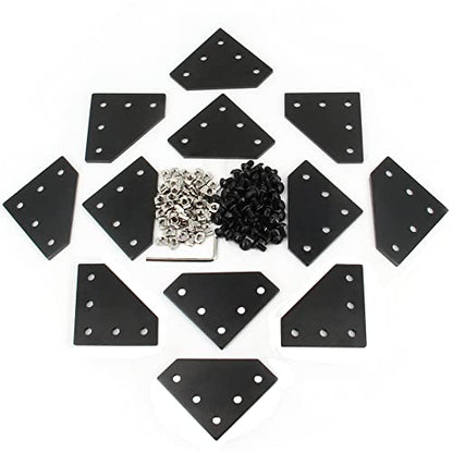 12PCS Corner Bracket Plate Outside Joining Plate for 2020 Series Aluminum Profile 3D Printer Frame (L-Black-2020) - style: L-Black-2020