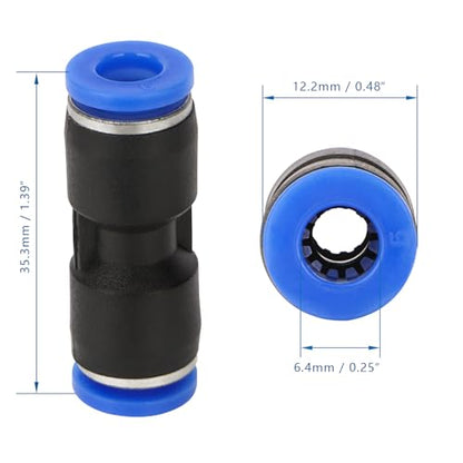 Baomain 6mm Tube OD Straight Push to Connect Fittings - Quick Connect Air Line Fittings Connectors for 6mm Outer Diameter Pneumatic Tubing and Air Hose (20-Pack) - size: 6mm (Pack of 2)