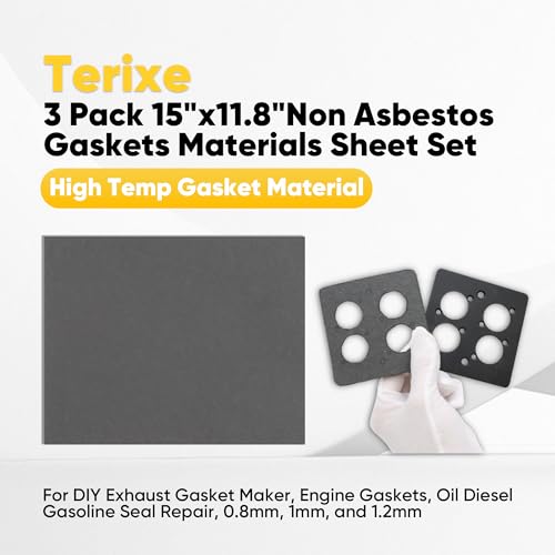 3 Pack 15"x11.8"Non Asbestos Gaskets Materials Sheet Set – High Temp Gasket Material for DIY Exhaust Gasket Maker, Engine Gaskets, Oil Diesel Gasoline Seal Repair, 0.8mm, 1mm, and 1.2mm