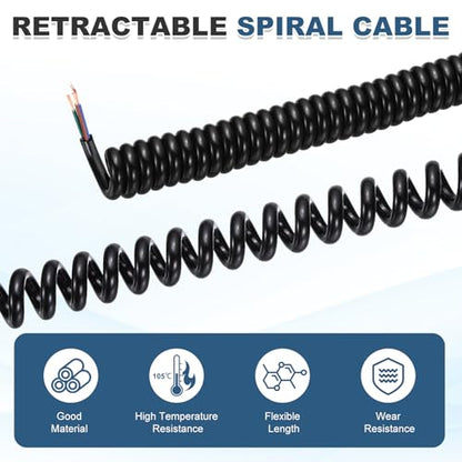 MECCANIXITY 5ft 18AWG Retractable Coiled Coil Cord 300V 105℃ 3 Conductor - size: 5ft x 18AWG, 3 Conductor