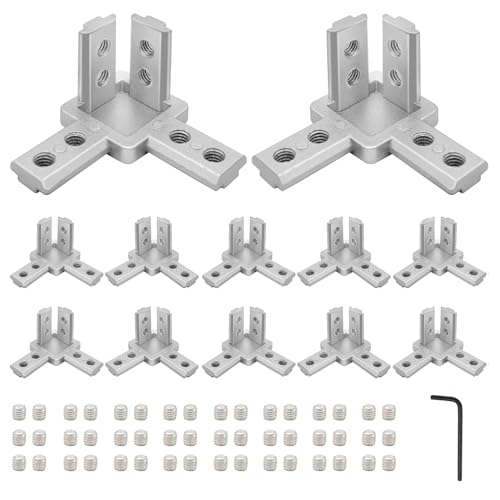 12pcs 3030 Hardware 3-Way Angel Bracket Corner Connector Silver - color: Silver, size: 30-Corner 3-Way