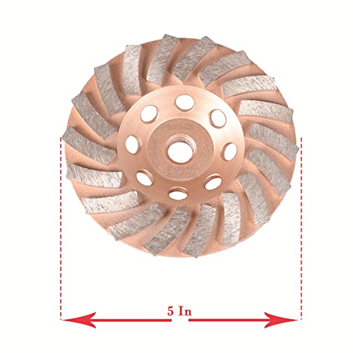 Diamond Cup Surface Grinding Wheel 5 in 18 Turbo 5/8 in - 11 Rod Concrete Grinding Wheel Disc, for Granite, Stone, Marble, Masonry, Concrete - size: 5 In