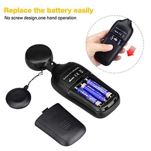 Light Meter Digital Illuminance Meter Handheld Ambient Temperature Measurer, Range up to 200,000 Lux, Luxmeter with 4 Digit Color LCD Screen