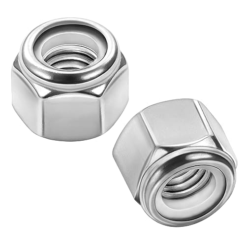 3/8-16 Nylon Insert Hex Lock Nuts Locknuts, 304 Stainless Steel 18-8, Bright Finish, 25 PCS - color: Silver, size: 3/8-16