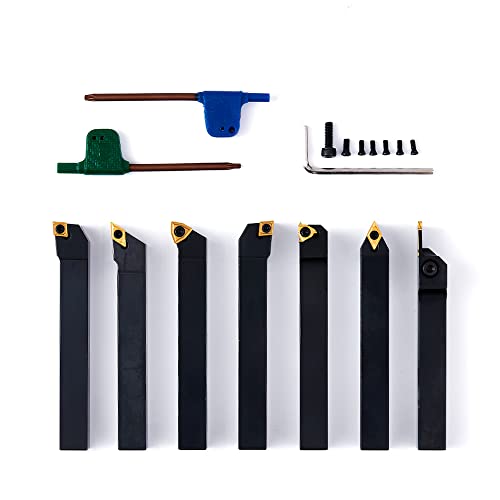 Indexable Lathe Turning Tool-1/2" Shank 7 Pcs Carbide Turning Tool Set