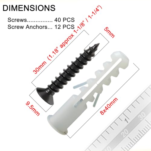 Wood Screws, Flat Head Phillips Self Tapping Screw, #10 x 1-1/4", 52 Pcs - size: #10 x 1-1/4"