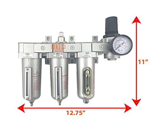 3/4" NPT HEAVY DUTY Industrial Grade 4 Stages Filter Coalescing Desiccant Dryer Regulator System For Compressed Air Lines, Metal Bowls, Great For Paint Spray And Plasma Cutter (MANUAL DRAIN) - color: 140 Cfm, 215 Psi (Manual Drain), size: 3/4" NPT