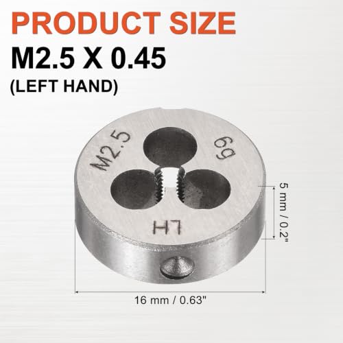 M2.5 x 0.45 Round Threading Die Left Hand Alloy Steel - size: M2.5 x 0.45
