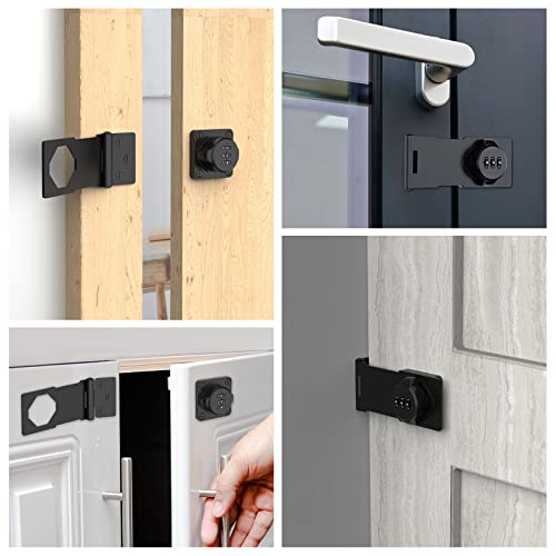Cabinet Locks with Combination, Hasp Locks, 2 Packs Black - color: 2 Packs Black