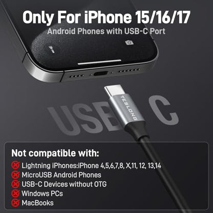 Teslong 10FT USB C Endoscope Camera for iPhone 15/16/17,Android Phone