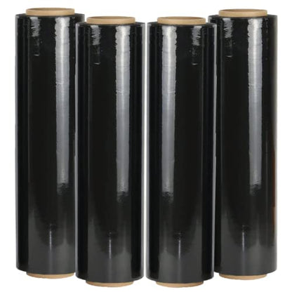 4 Roll 18" x 1100 feet Stretch Film-Wrap 80 Gauge Industrial Strength Stretch 20 Microns Durable for Moving Packing Packaging Heavy Duty Warehouse Shrink Film (Black) - color: Black, size: 4 PACK
