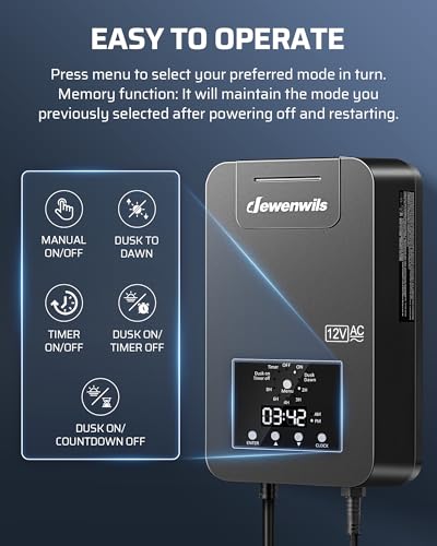 DEWENWILS 300W Low Voltage Transformer with Photocell Sensor & Timer - style: 300W
