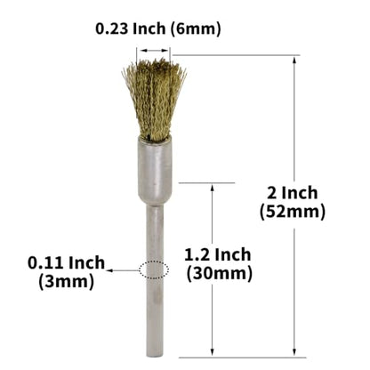 20PCS Brass Wire Brushes - Metal Rust Removal, Cleaning, and Polishing - 6mm Diameter, 1/8″ (3mm) Shaft - Removes Burrs, Dust, and Oxide Layer - Handles Rough Surfaces - Rotary Tool Accessories - style: Brass Wire Brush 3*6mm 20PCS