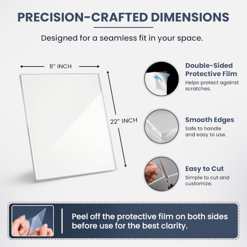 BARNWOODUSA 8" × 22" Plexiglass Sheets - Acrylic Plastic Sheets 2-Pack - size: 8x22