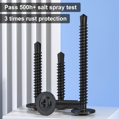 VGBUY 120Pcs #8 x 1-1/2" Self Drilling Screws for Metal,410 Stainless Steel Black Zinc Plated,Self Tapping Sheet Metal Screws,Modified Truss Head - color: Black Modified Truss Head, size: #8 x 1-1/2 inch