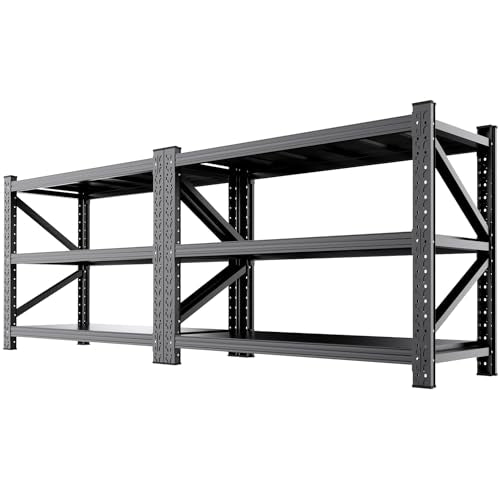 2-Pack 5000LBS Heavy Duty Garage Shelving, 3 Tier Adjustable Metal Storage Rack for Garage, Warehouse, Basement, Storage Room & Workshop Organization, 59" W x 20" D x 54" H - size: 59" W x 20" D x 54" H
