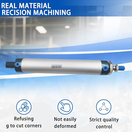 CG WEITENG Pneumatic Mini Pneumatic Cylinder MAL Single Rod Aluminum Double Acting Pneumatic Cylinder 32mm Bore 150mm Stroke(MAL32x150) - color: MAL-32 mm, size: 150 mm