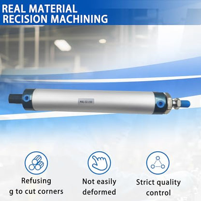 CG WEITENG Pneumatic Mini Pneumatic Cylinder MAL Single Rod Aluminum Double Acting Pneumatic Cylinder 32mm Bore 150mm Stroke(MAL32x150) - color: MAL-32 mm, size: 150 mm