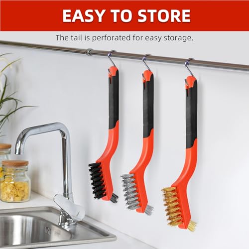 6PCS Wire Brushes for Cleaning Rust, Nylon, Brass & StainlessSteel Bristles - style: 6pcs
