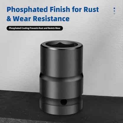 3/4-inch Drive Impact Socket, 1PC 23×60mm 6-Point CR-Mo Steel Deep Socket, Phosphated Rust Prevention Heavy-Duty Socket for Auto Repair - size: 23mm - Standard (60mm Length)