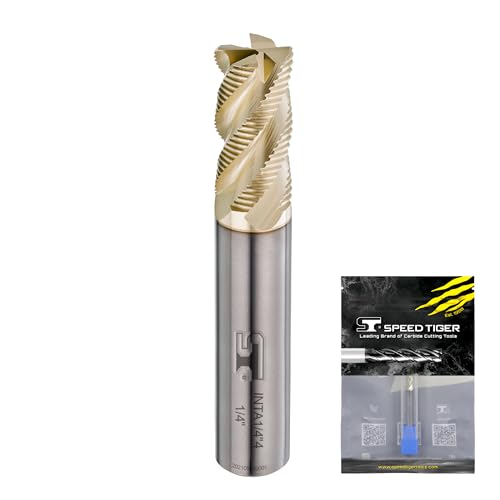SPEED TIGER INTA Carbide Roughing End Mill - for Alloy Steels/Hardened Steels - Micro Grain Carbide End Mill - ZrN-A Coating - 4-Flute - INTA5/8-4 (1 piece, 5/8") - size: 5/8 in